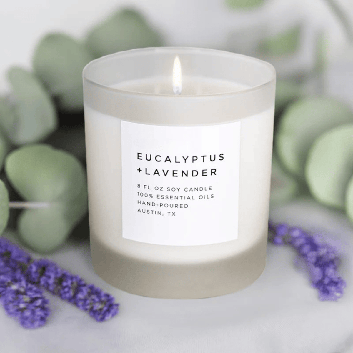 Refreshing Eucalyptus, Soothing Lavender & Subtle Wood Scented Candle